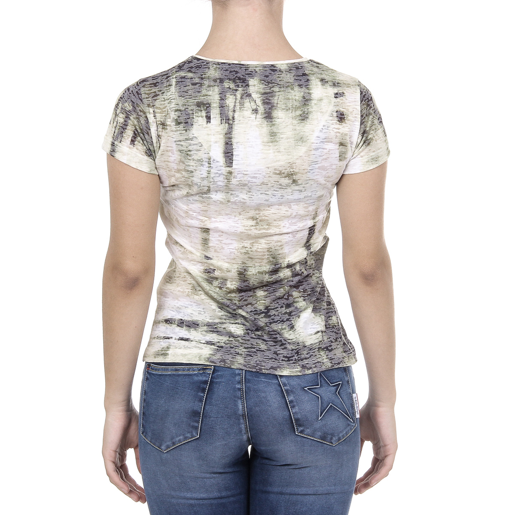V 1969 Italia T-shirt da donna a maniche corte con scollo a V gialla EMILY