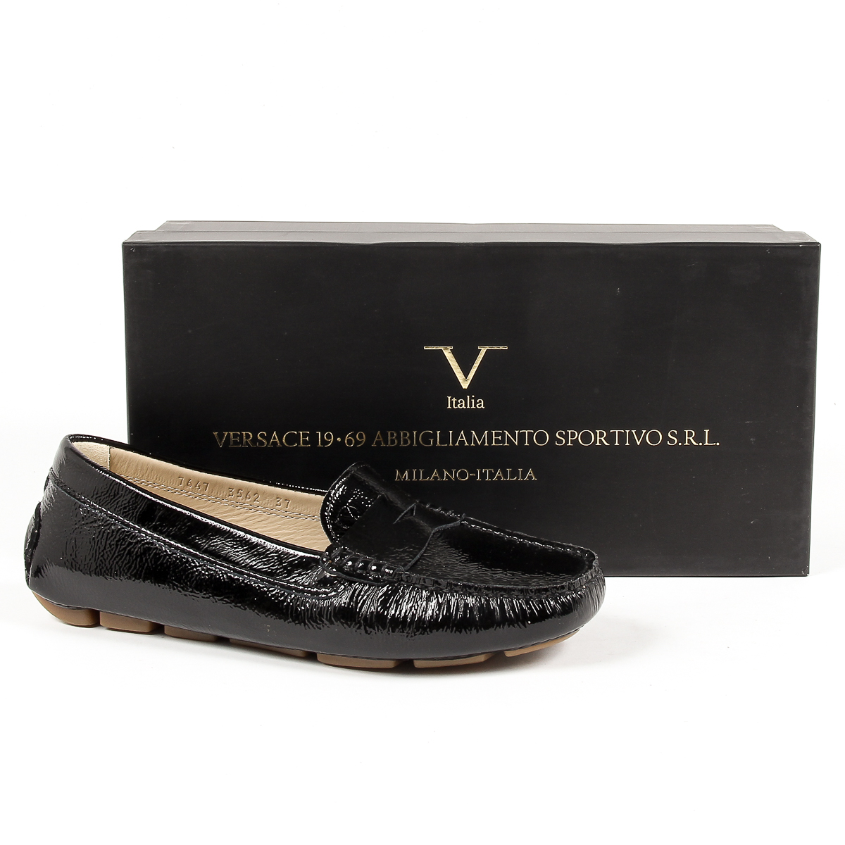 V 1969 Italia Mocassino da donna nero AMALFI