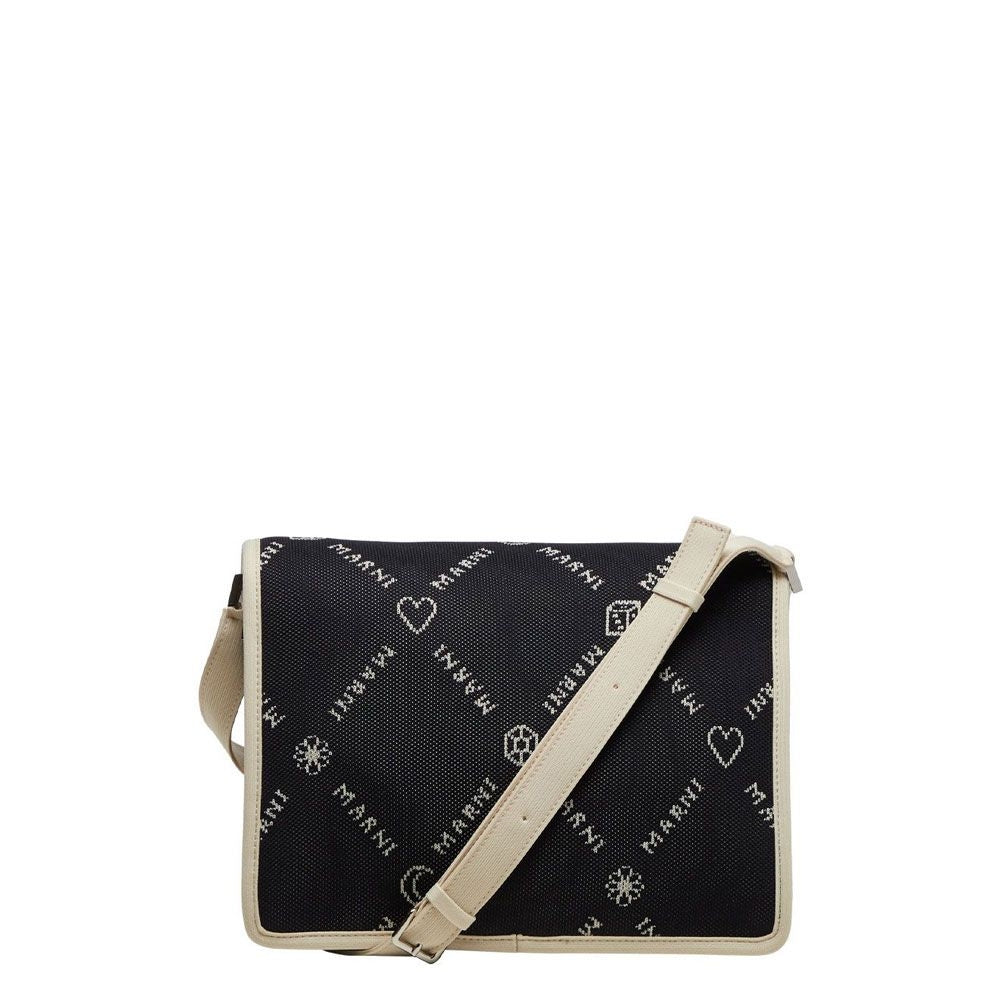 Borsa a tracolla in tessuto Marni Monogram nera
