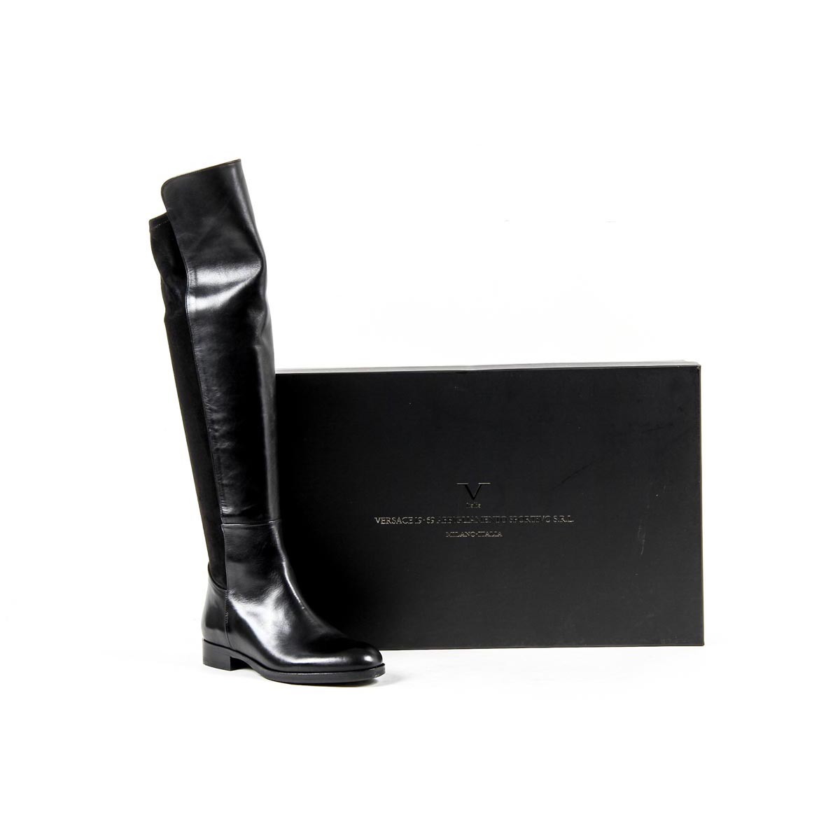 Stivale alto da donna V 1969 Italia B2421 SENZA F VITELLO NERO