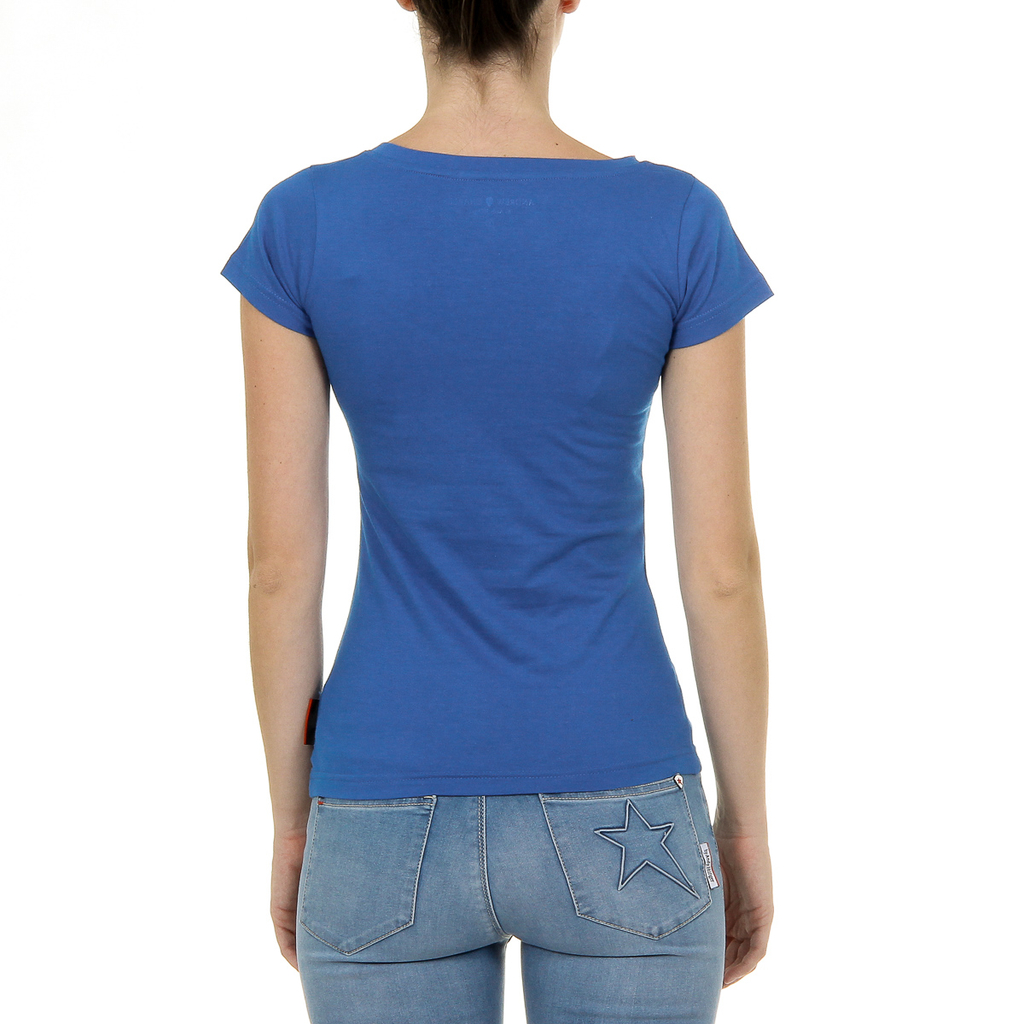Andrew Charles T-shirt da donna a maniche corte con scollo a V blu TAPIWA