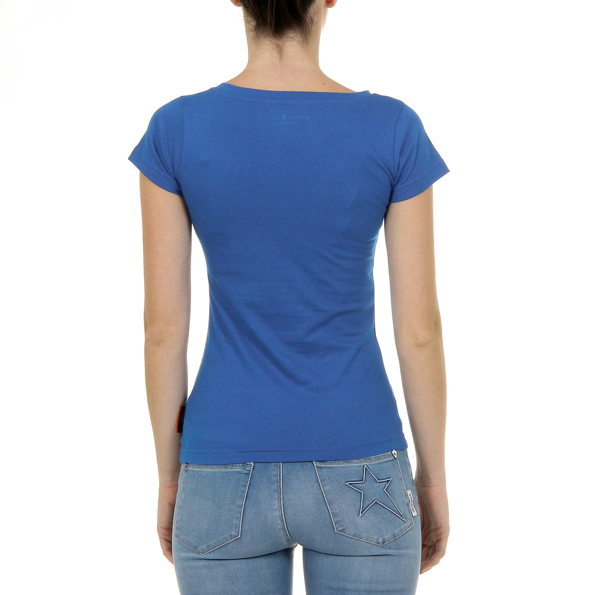 Andrew Charles T-shirt da donna a maniche corte con scollo a V blu TAPIWA