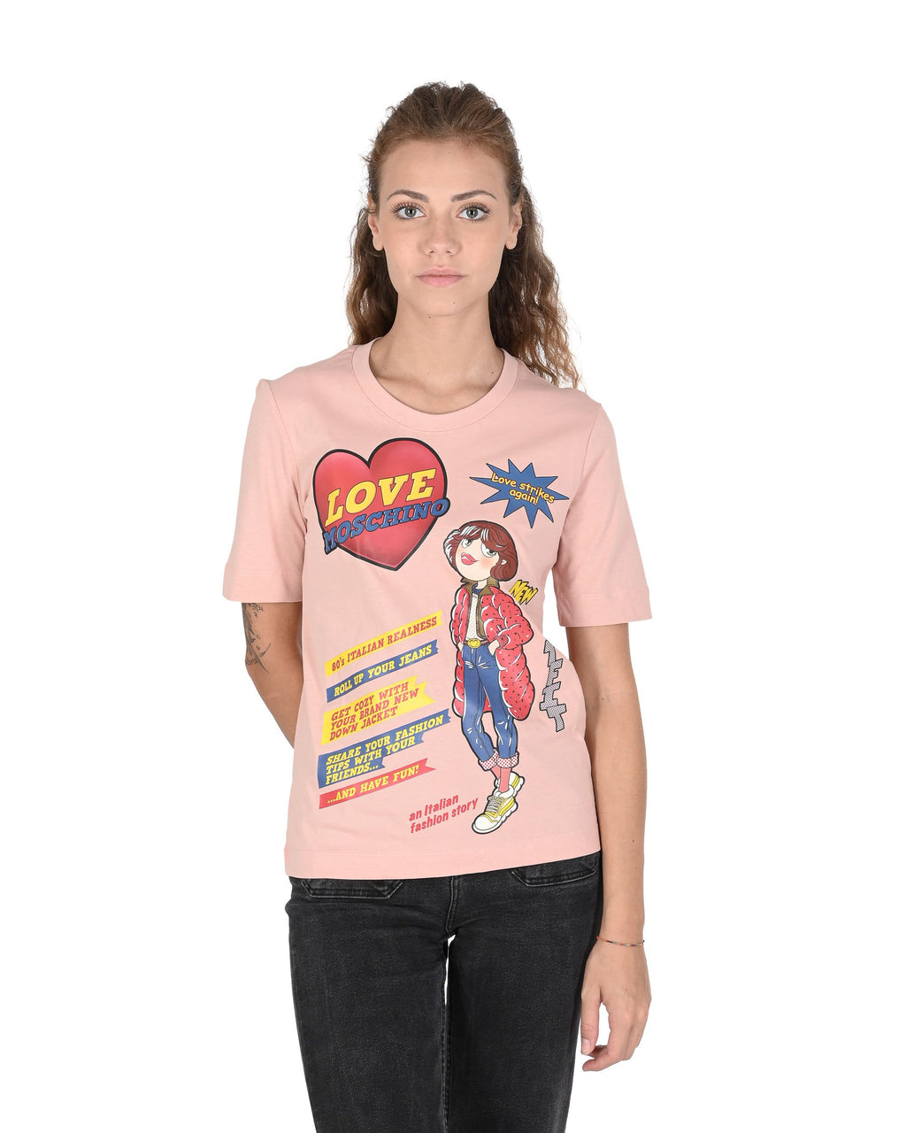 T-shirt da donna Love Moschino W 4 F15 3D M 3876 M12 ROSA CIPRIA