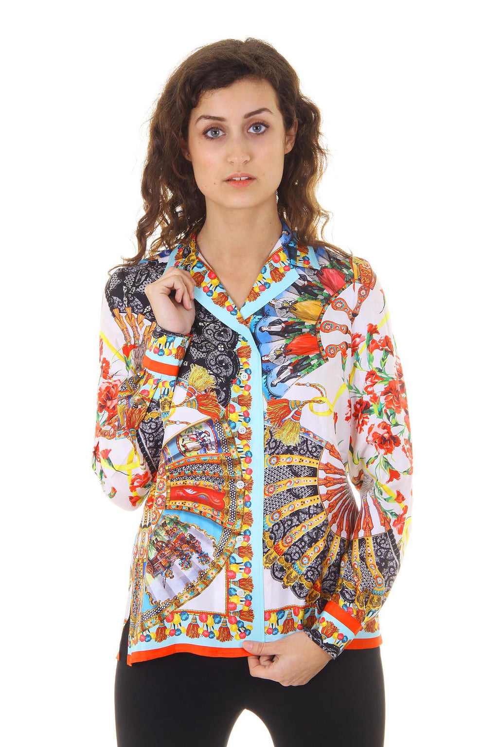 Dolce & Gabbana camicia donna Carretto Siciliano manica lunga F5F01T FP122 X0800