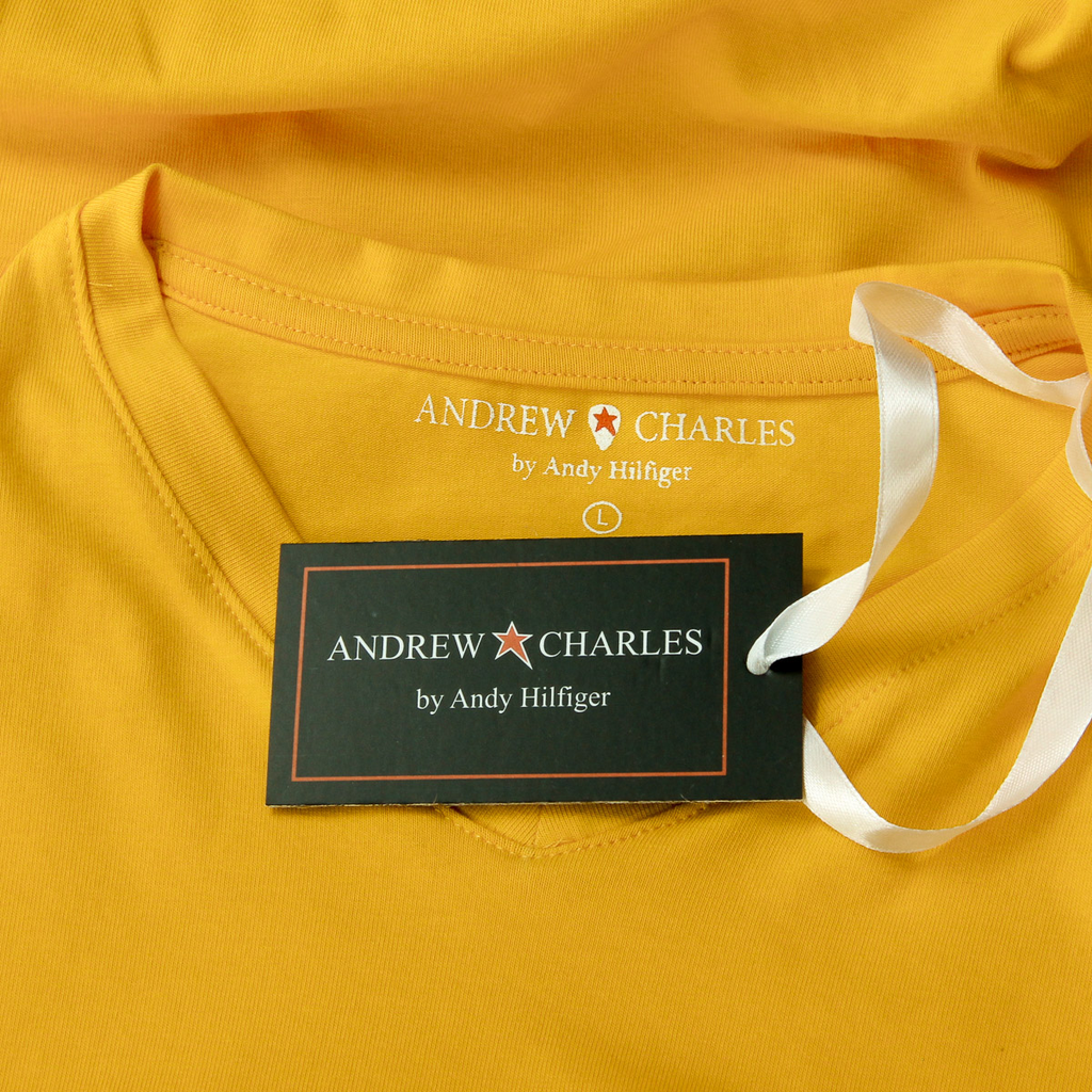 Andrew Charles Maglietta da uomo a maniche corte con scollo a V, gialla KENAN