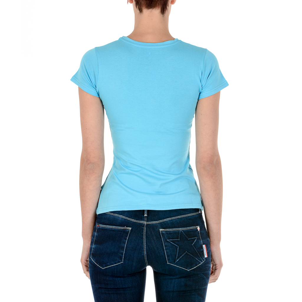 Andrew Charles T-shirt da donna a maniche corte con scollo tondo, blu chiaro TARANA