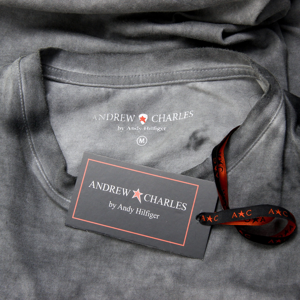 Andrew Charles T-shirt da uomo a maniche corte con scollo rotondo grigio chiaro KARITA