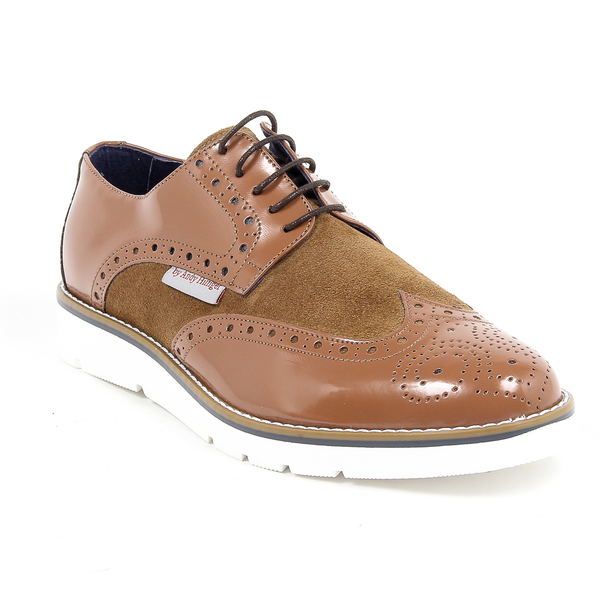 Andrew Charles Mens Brogue Oxford Shoe 914 ABRASIVATO CAMOSCIO COGNAC