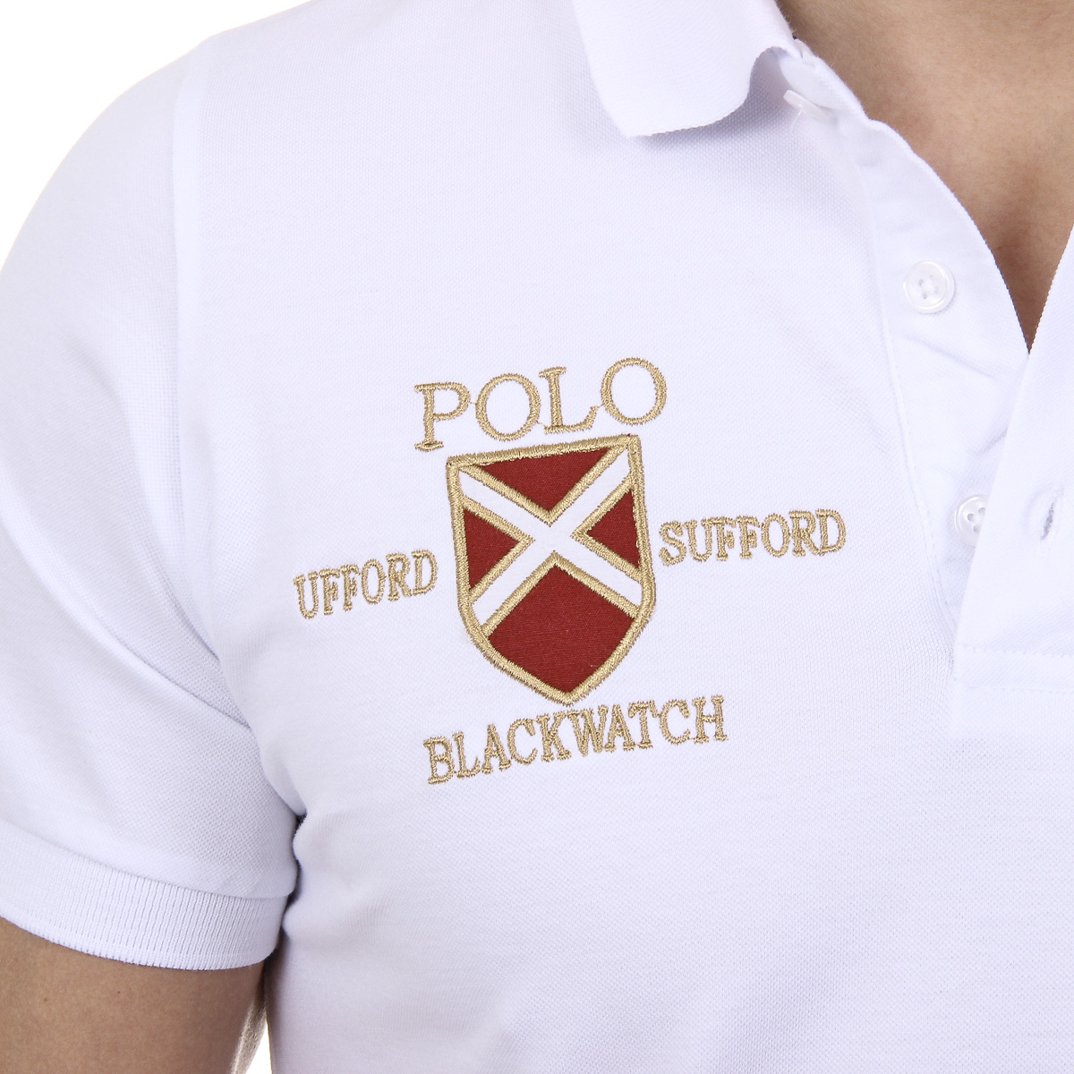 Polo da uomo a maniche corte Ufford & Suffolk Polo Club US007 BIANCO