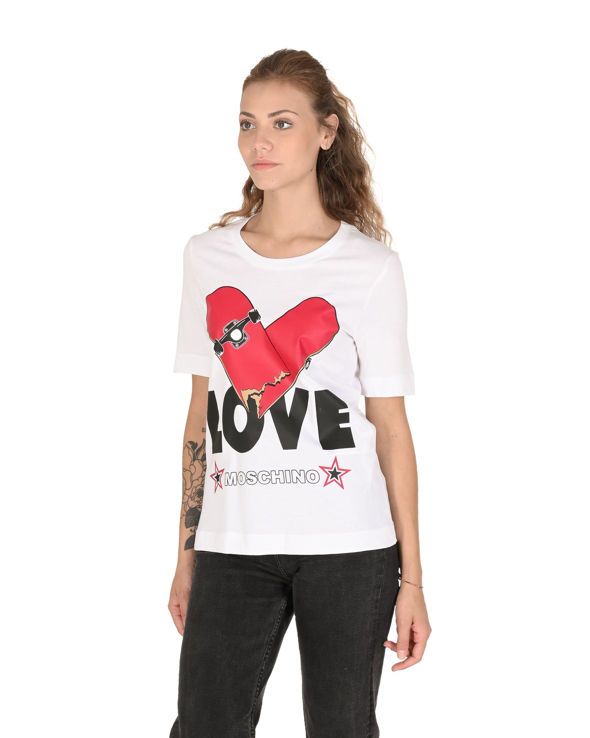 T-shirt da donna Love Moschino W 4 F15 3S M 3876 A00 BIANCO OTTICO