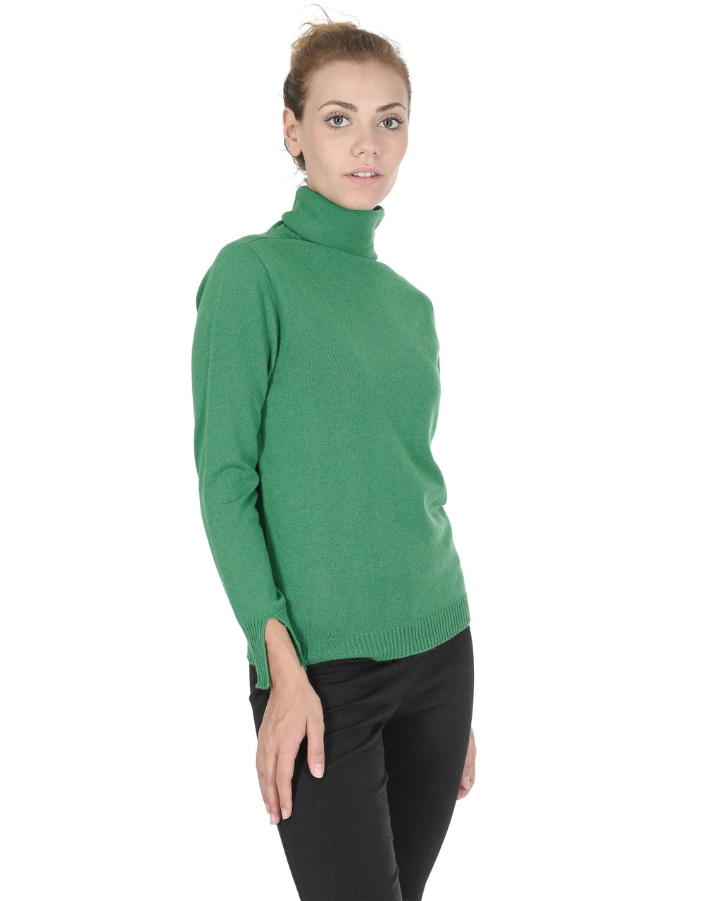 Maglione dolcevita da donna in cashmere Crown of Edinburgh COE 0023 VERDE
