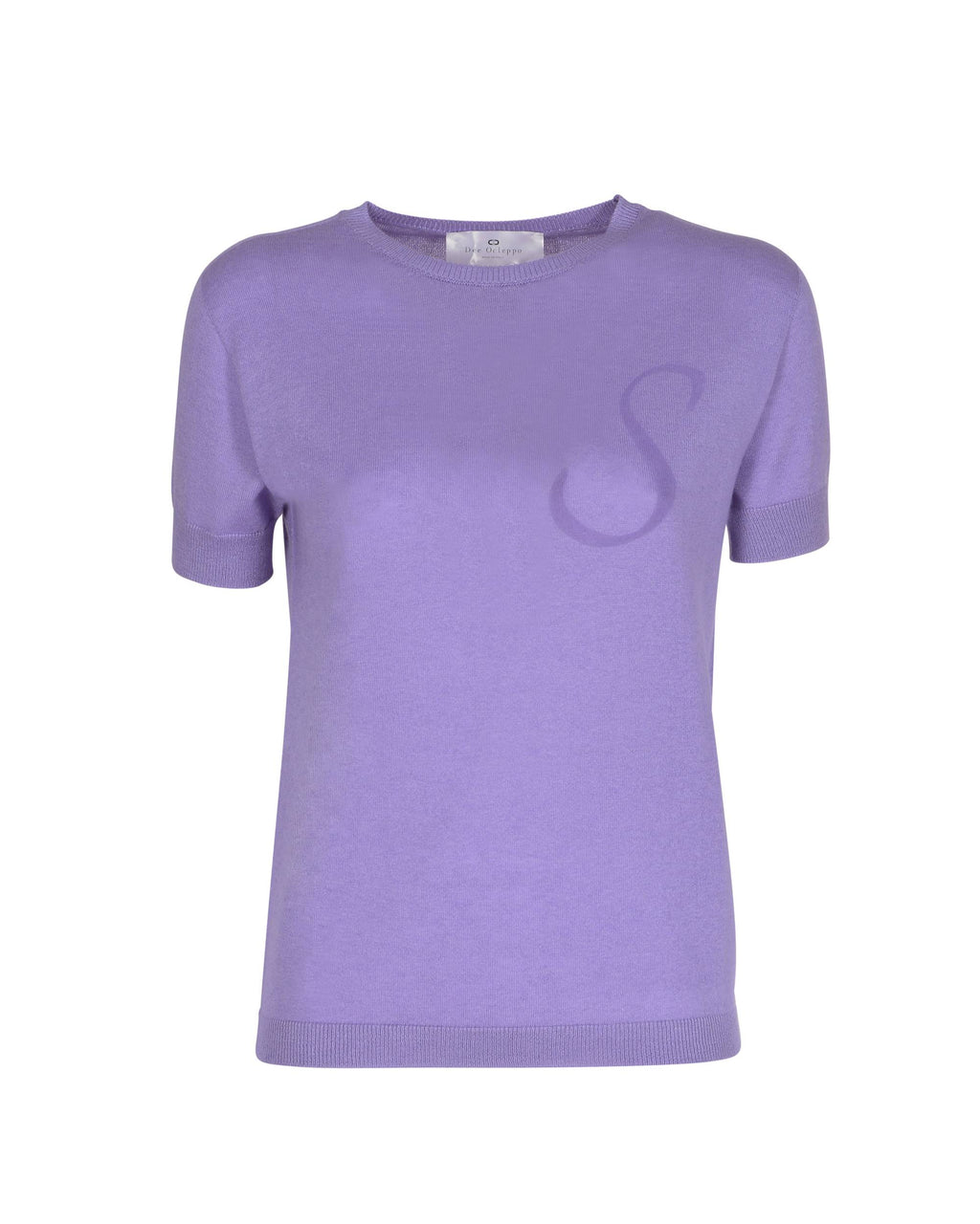 Maglia girocollo estiva in cashmere - Manica corta - Lilla