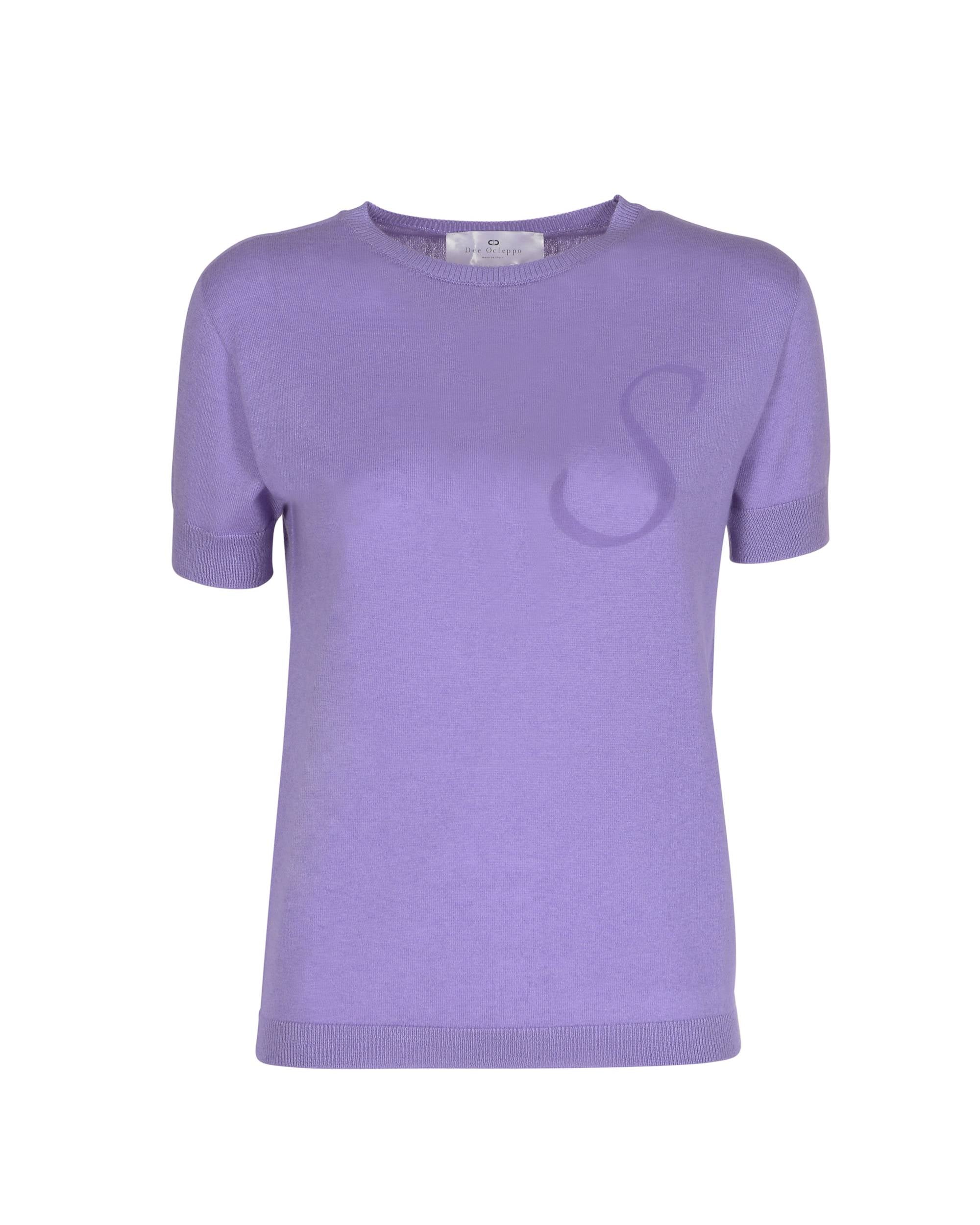 Maglia girocollo estiva in cashmere - Manica corta - Lilla