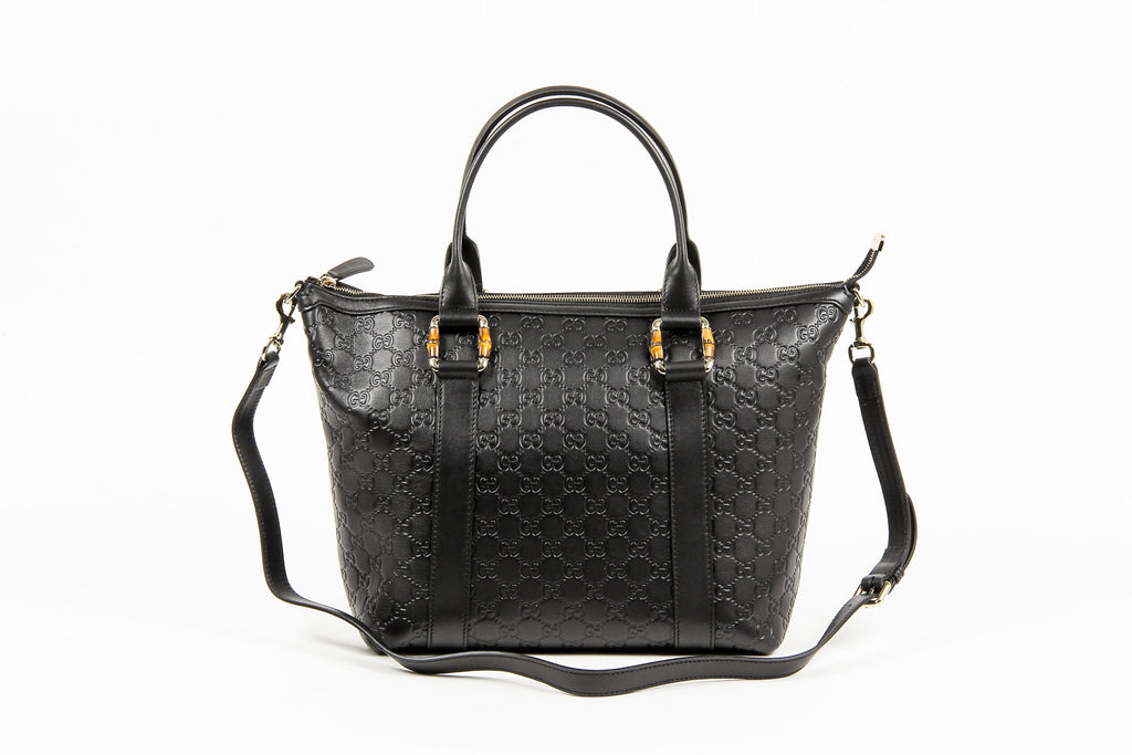 Borsa a mano Gucci da donna in pelle e bambù GG Guccissima