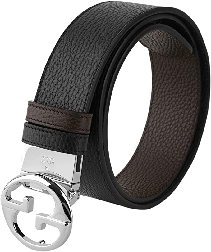 Cintura reversibile Gucci da uomo in pelle nera marrone scuro