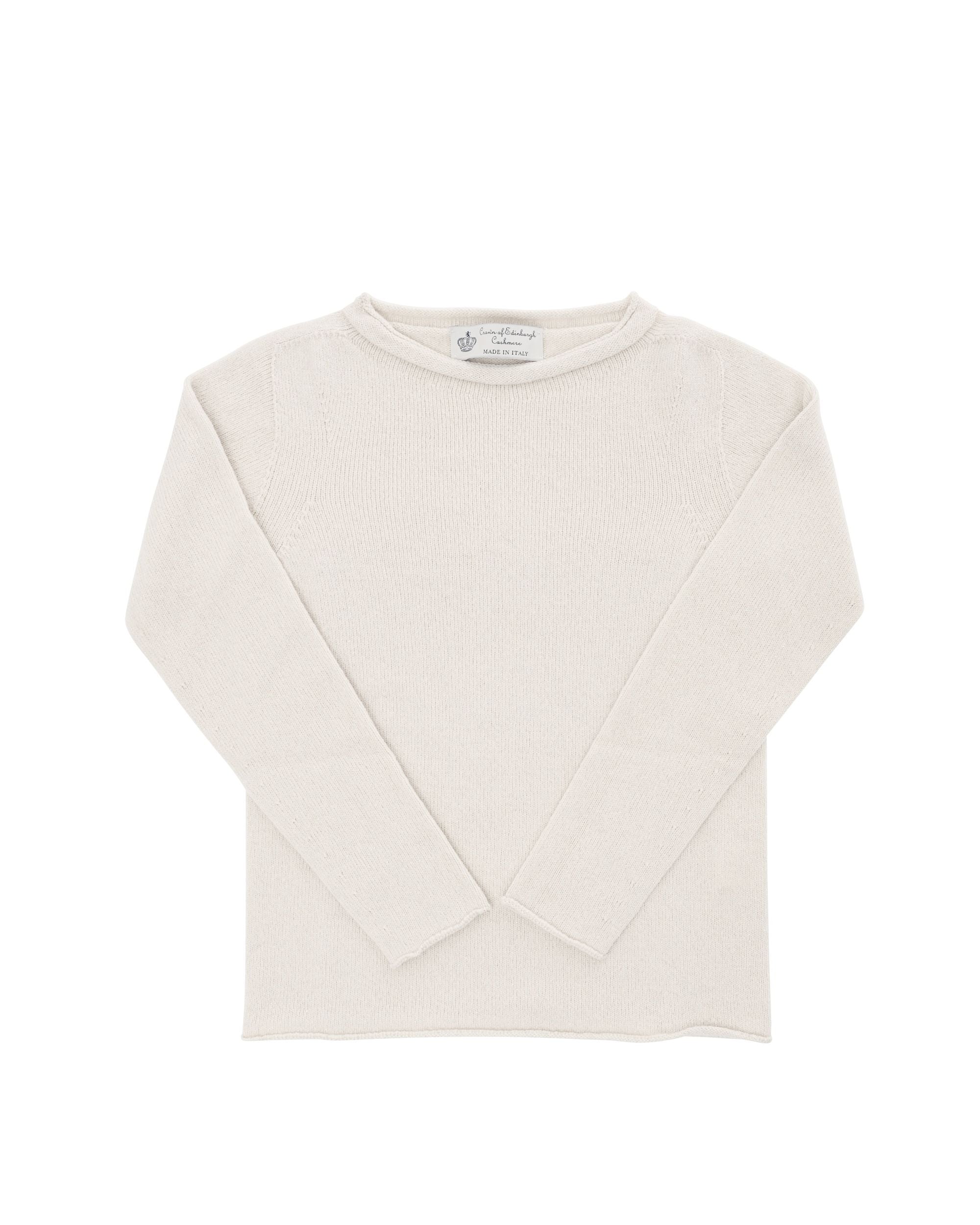 Maglione da donna con scollo a barca in cashmere Crown of Edinburgh COE 0015 CREMA