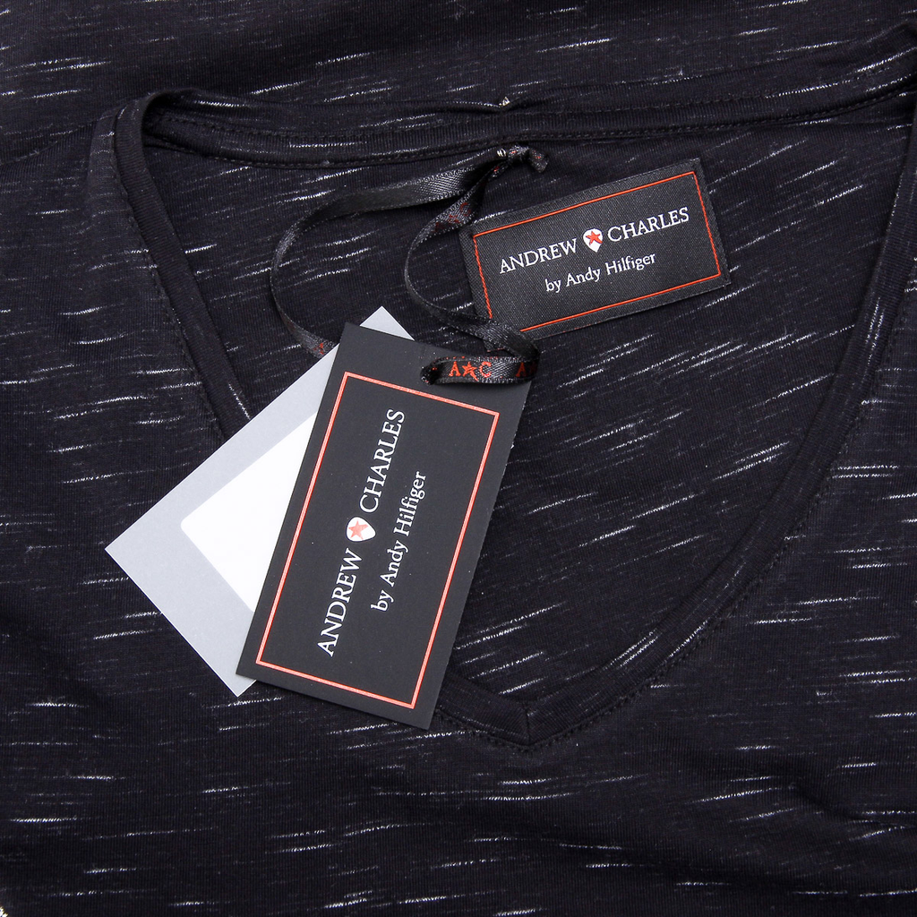Andrew Charles T-shirt da uomo a maniche corte con scollo a V nera CONNOR