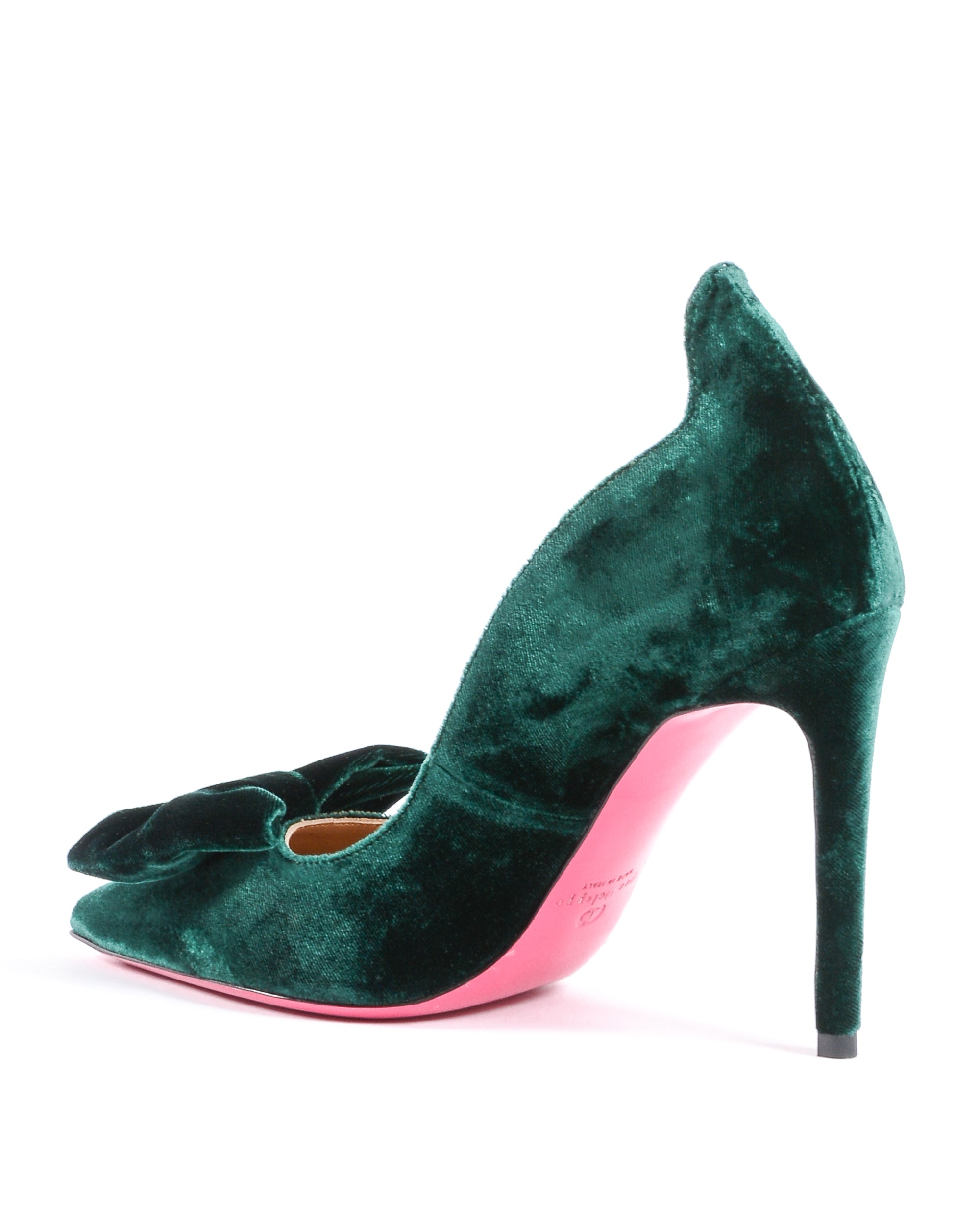 Décolleté con fiocco in velluto da donna - Verde