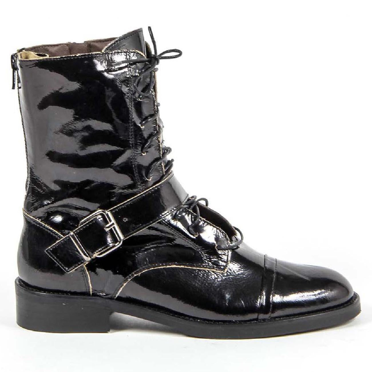 Stivaletto corto da donna V 1969 Italia S03 VERNICE NERO