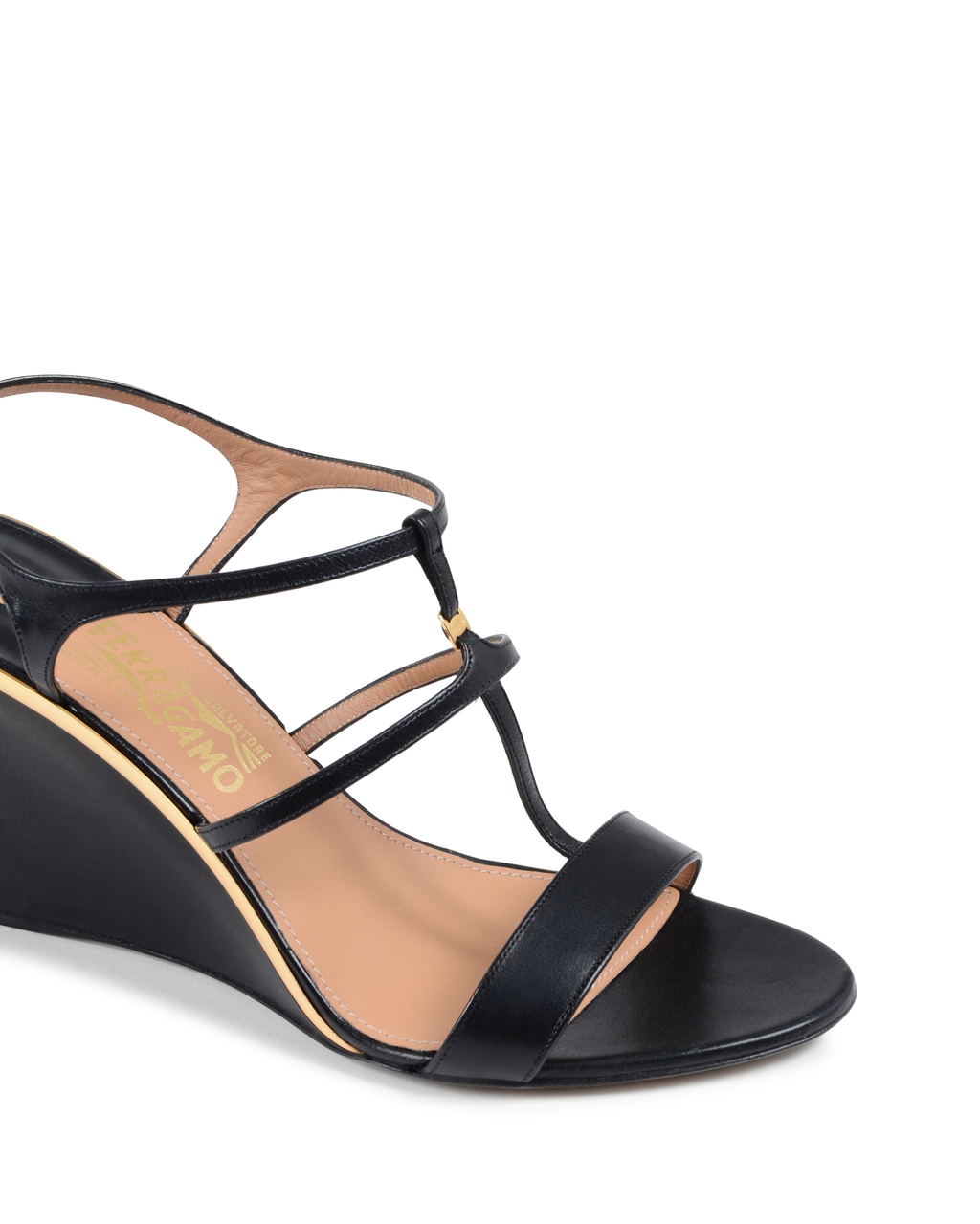 Sandalo con zeppa da donna Salvatore Ferragamo Nero PAKUNA