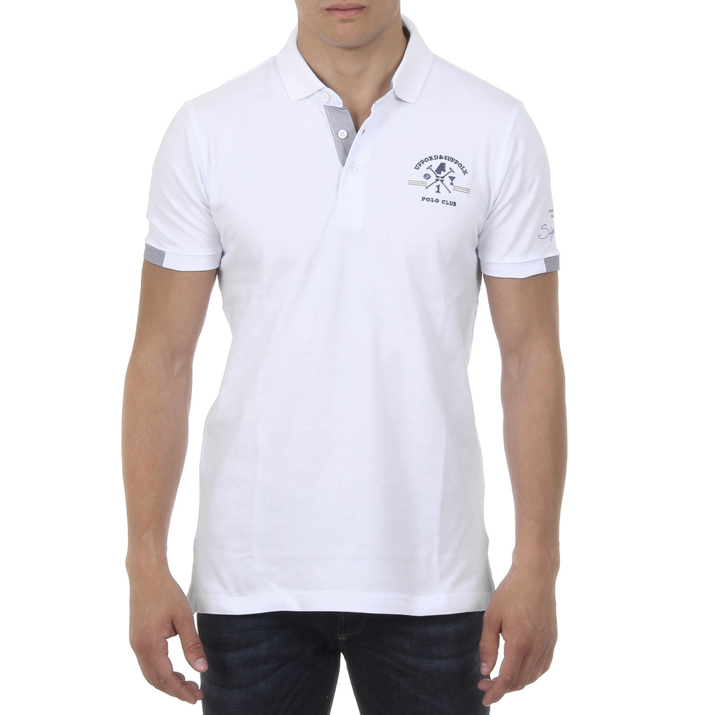 Polo da uomo a maniche corte Ufford & Suffolk Polo Club US025 BIANCO