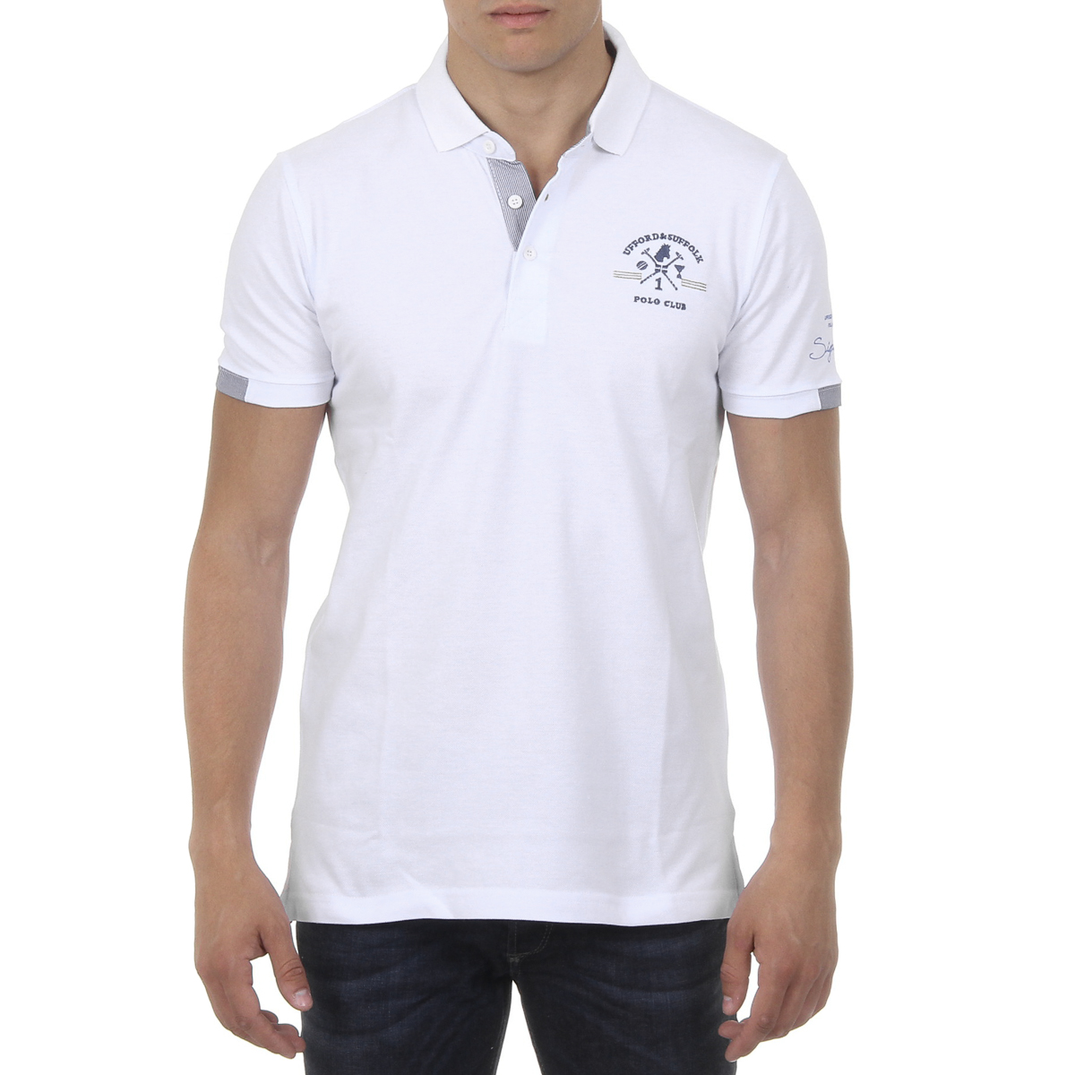 Polo da uomo a maniche corte Ufford & Suffolk Polo Club US025 BIANCO