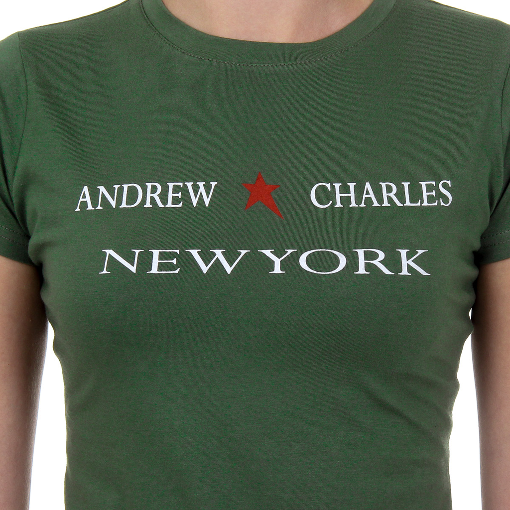 Andrew Charles T-shirt da donna a maniche corte con scollo rotondo verde TARANA