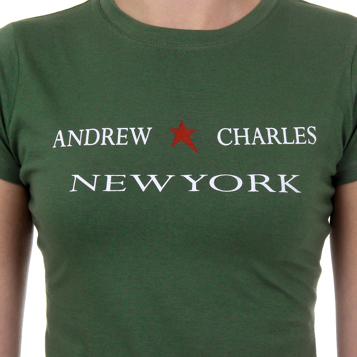 Andrew Charles T-shirt da donna a maniche corte con scollo rotondo verde TARANA