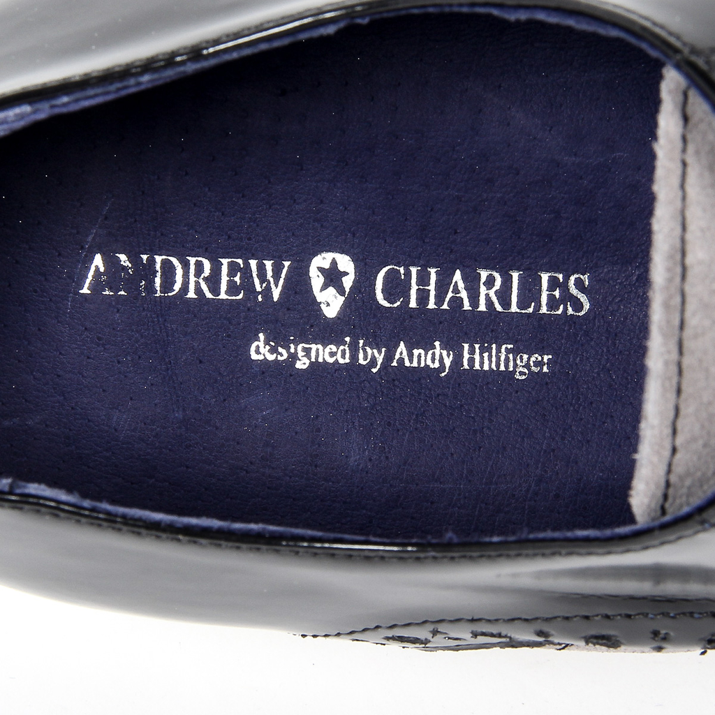 Andrew Charles Mens Brogue Oxford Shoe 911 ABRASIVATO CAM NERO GRIGIO