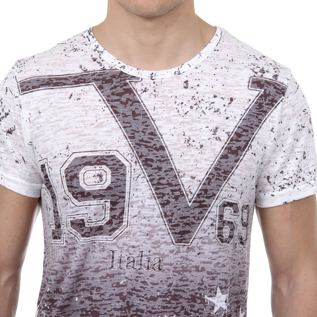 V 1969 Italia T-shirt da uomo a maniche corte con scollo tondo multicolore DAVID