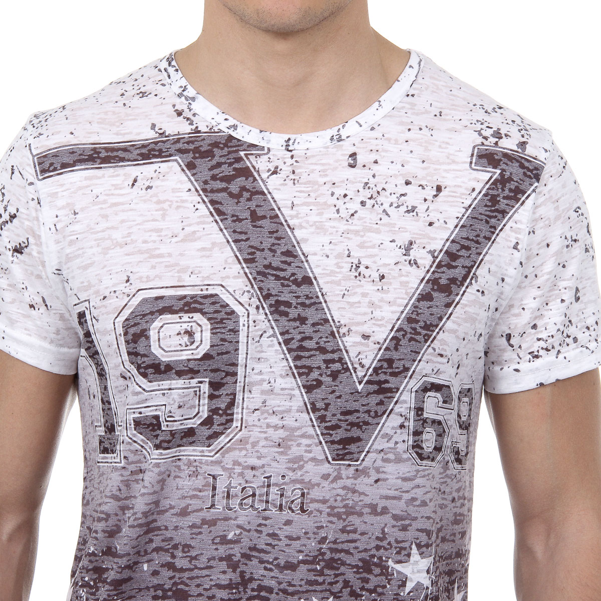 V 1969 Italia T-shirt da uomo a maniche corte con scollo tondo multicolore DAVID
