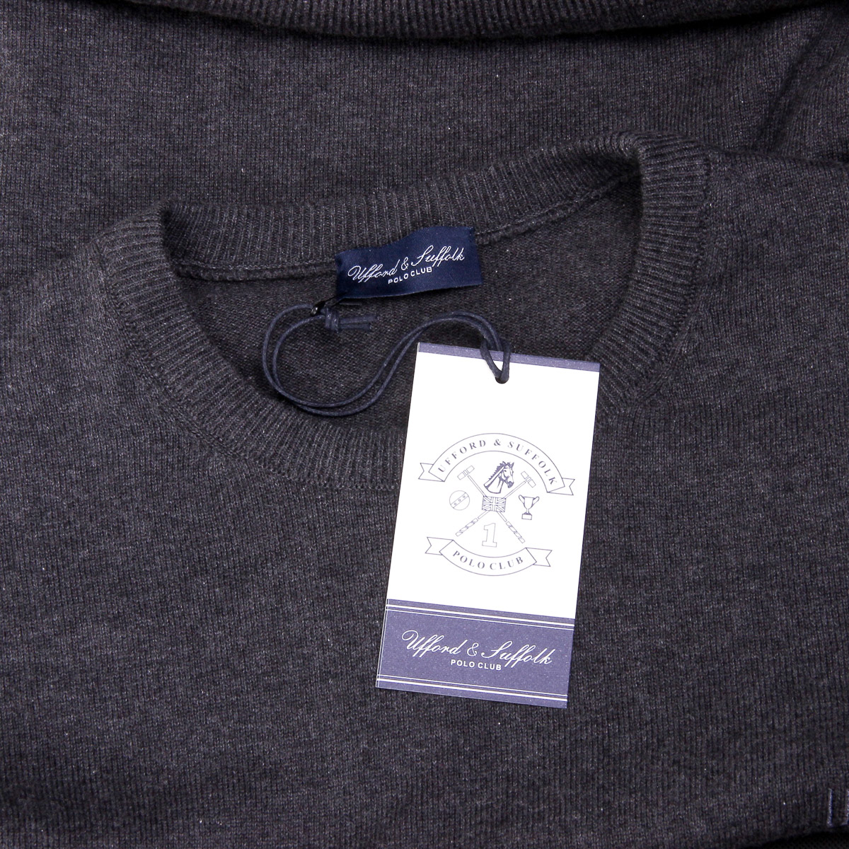 Maglione da uomo Ufford & Suffolk Polo Club a maniche lunghe con scollo rotondo PULLRUS100 ANTRACITE
