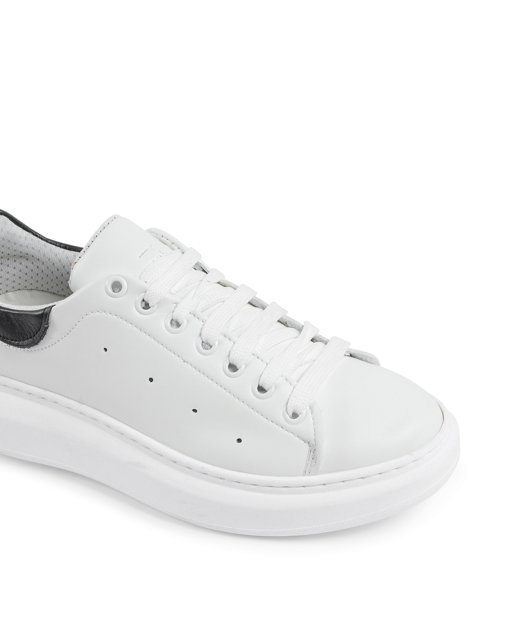 Sneaker Donna 19V69 Italia Bianco Nero 719 PELLE BIANCO PELLE NERO