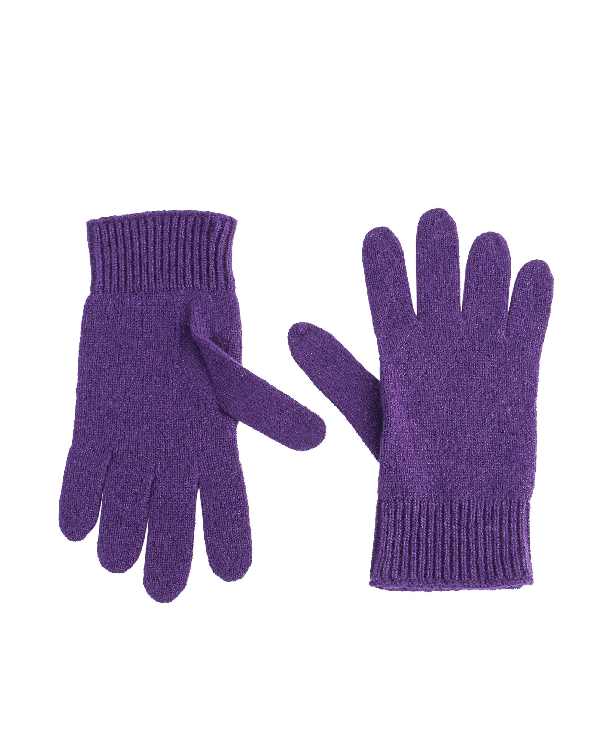 Guanti corti da donna in cashmere Crown of Edinburgh COE 001 VIOLA SCURO