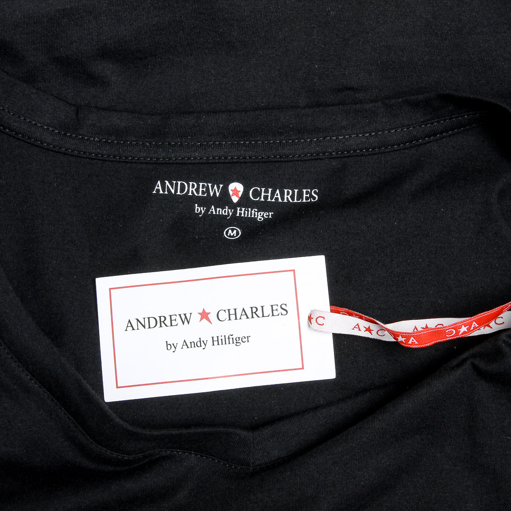 Andrew Charles T-shirt da donna a maniche corte con scollo a V, nera TAPIWA