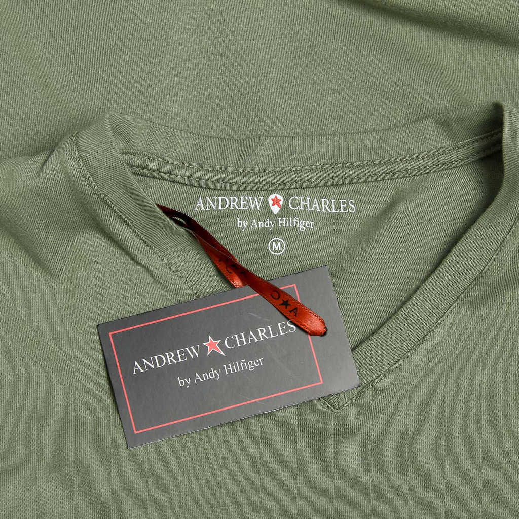 Andrew Charles Maglietta da uomo a maniche corte con scollo a V, verde KENAN