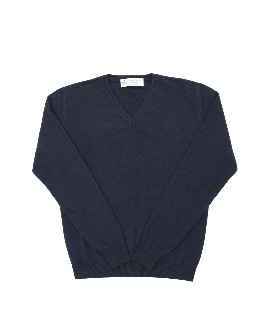 Maglione da uomo in cashmere con scollo a V Crown of Edinburgh COE 0012 BLU NAVY