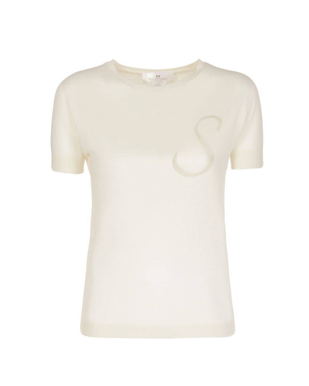 Maglia girocollo estiva in cashmere - Manica corta - Avorio
