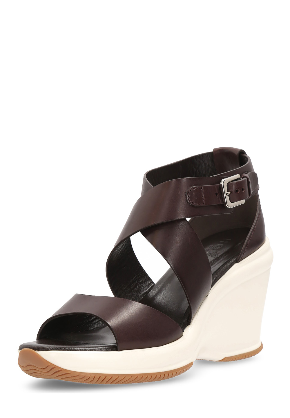 Sandalo con zeppa Hogan da donna marrone scuro HXW1460A360AOFS807