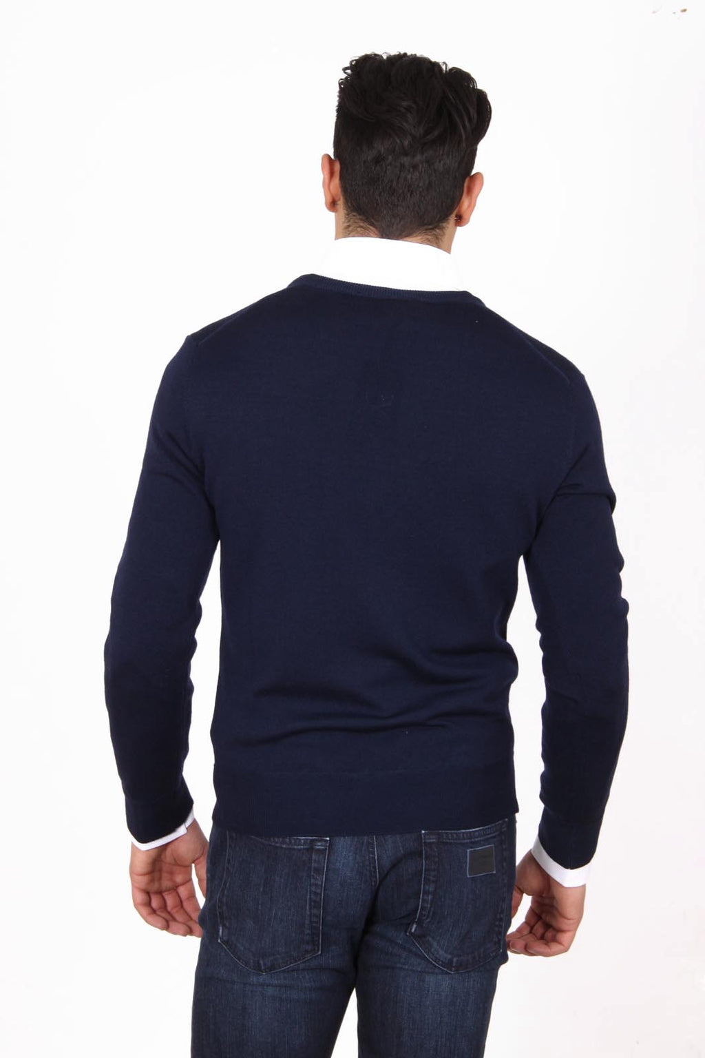 Maglione uomo scollo a V V 1969 Italia 9801 SCOLLO V BLU NAVY