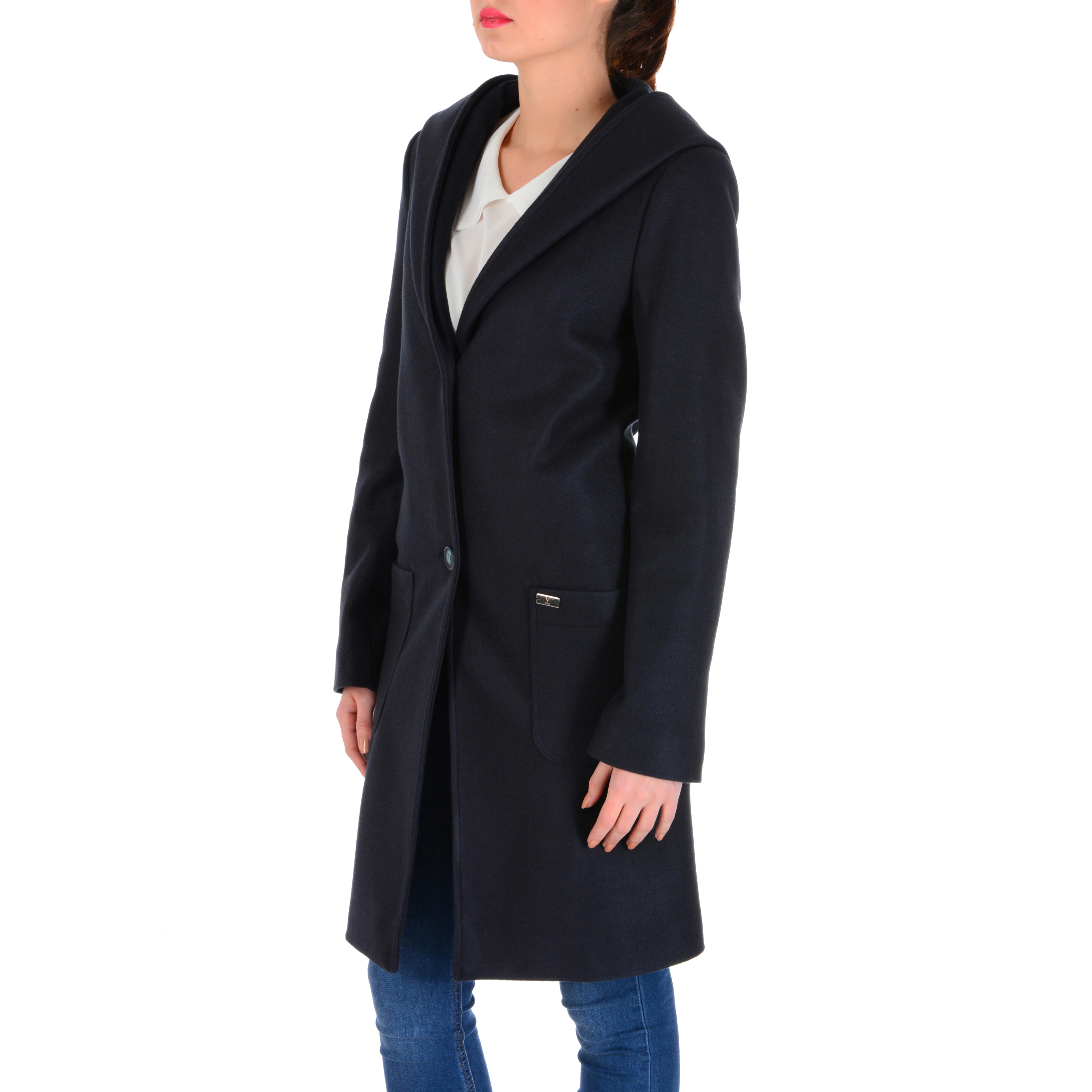 V 1969 Italia Cappotto da donna a maniche lunghe blu scuro STOCCOLMA