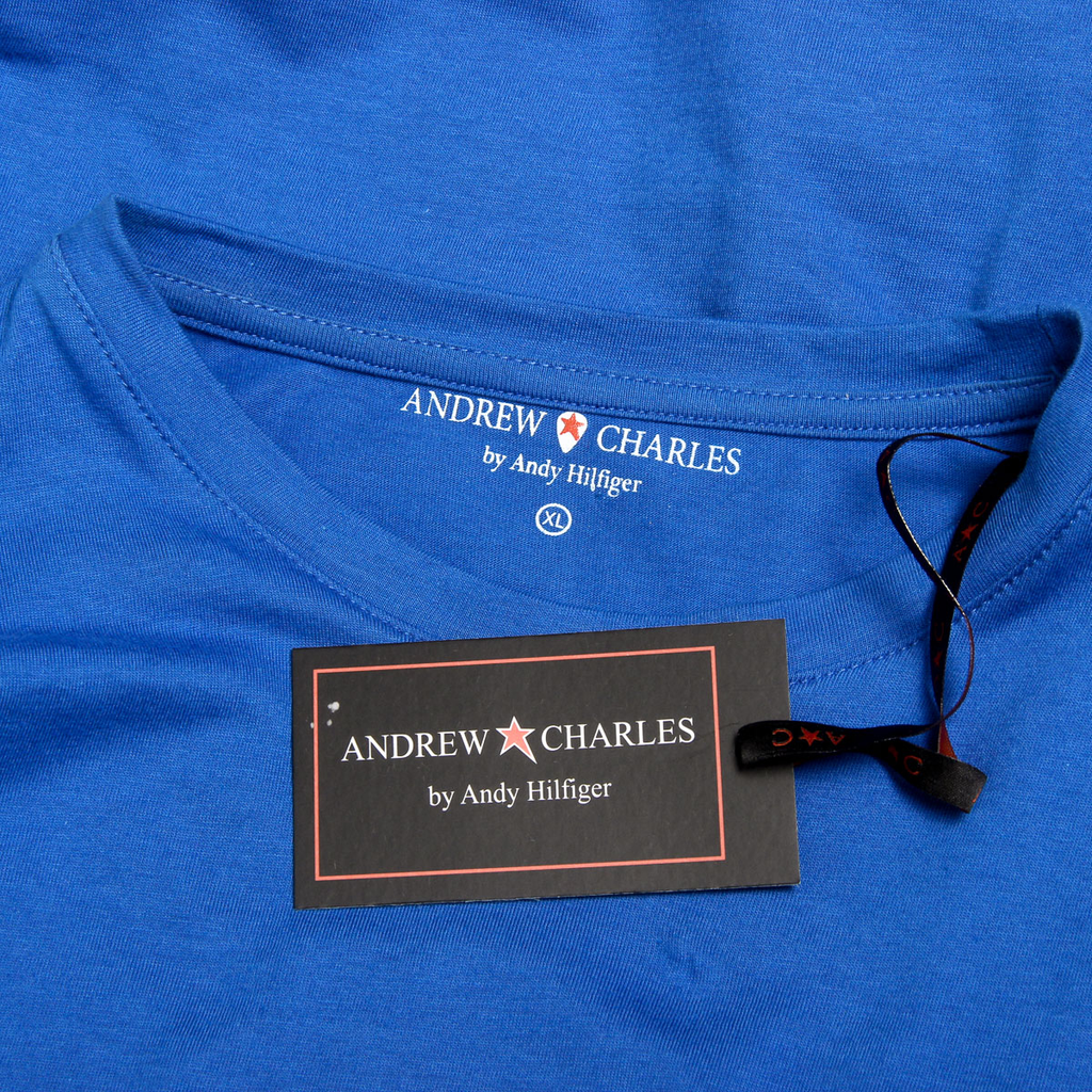 Andrew Charles Maglietta da uomo a maniche corte con scollo rotondo blu KEITA