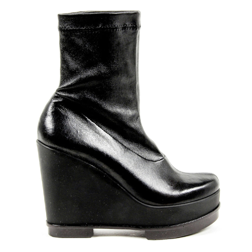 Robert Clergerie Paris Stivaletto corto con zeppa da donna SOUZIJ AGNEAU STRETCH NOIR DBL NR