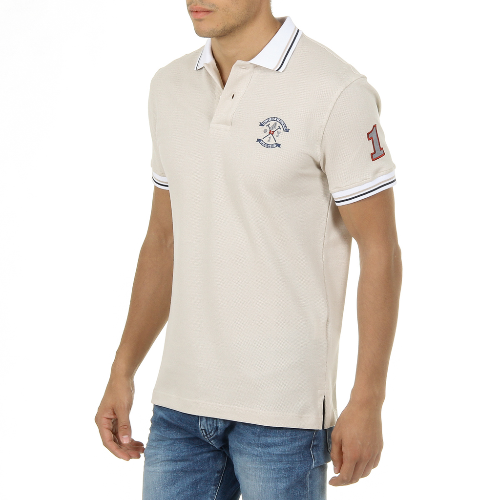 Polo da uomo a maniche corte Ufford & Suffolk Polo Club Beige FURIA
