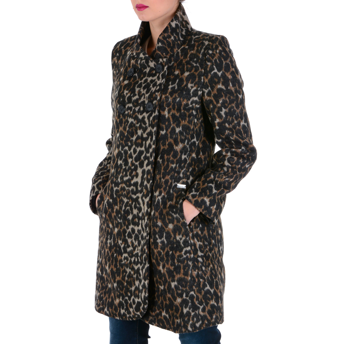 V 1969 Italia Cappotto da donna a maniche lunghe Marrone CHEYENNE
