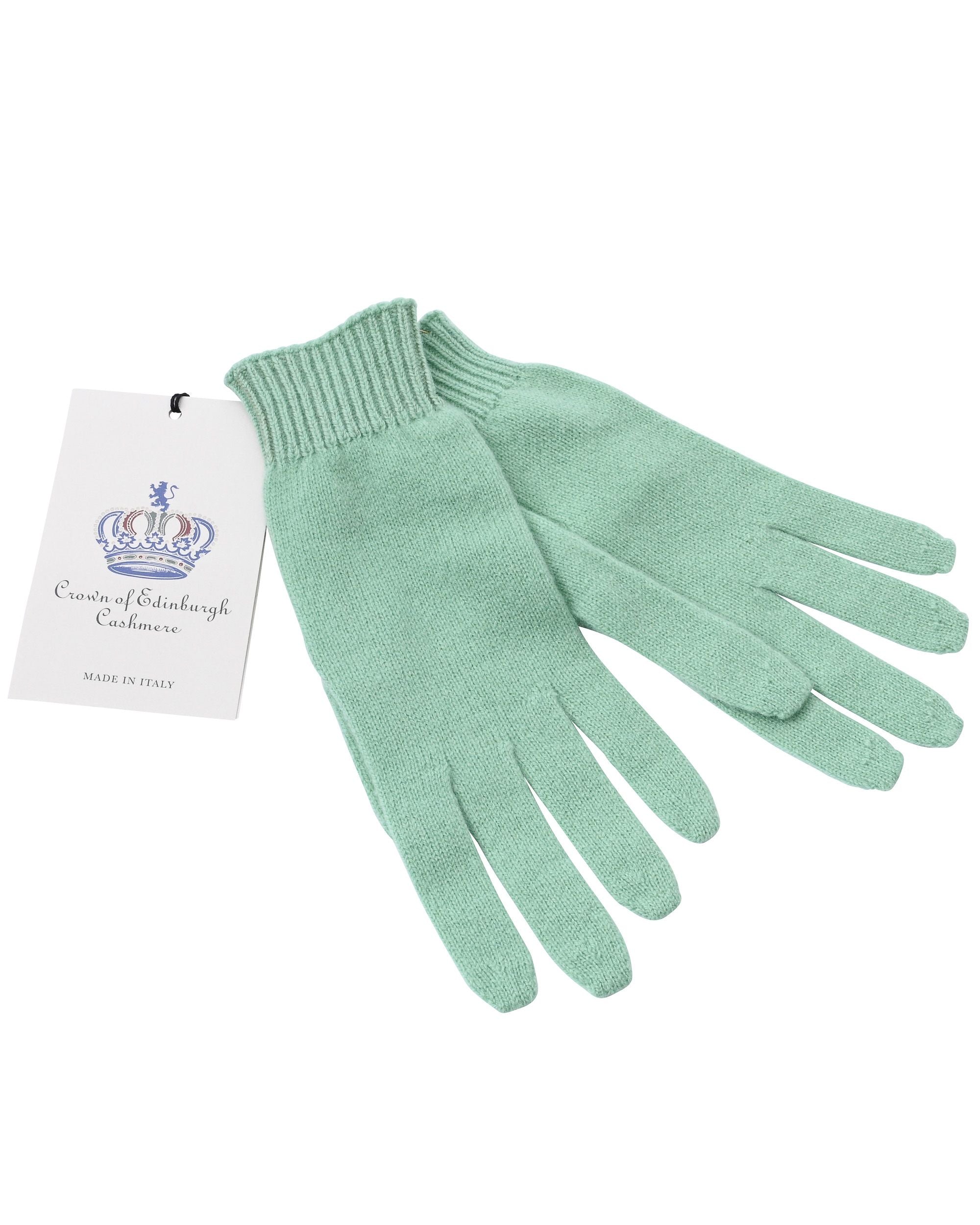 Guanti corti da donna in cashmere Crown of Edinburgh COE 001 VERDE MENTA