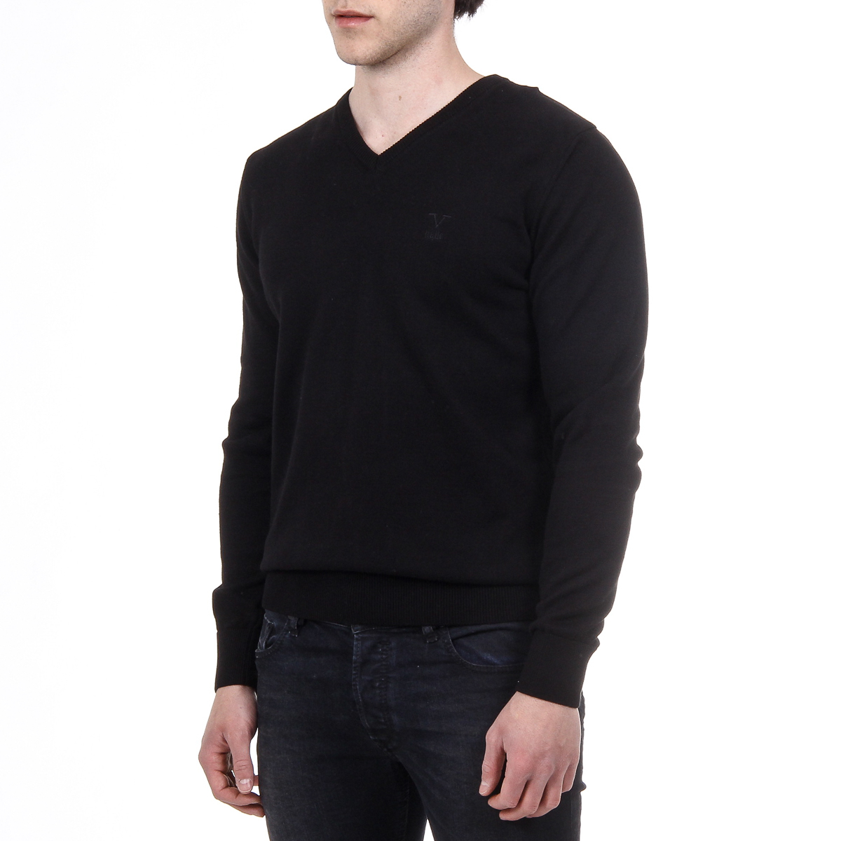 V 1969 Italia Maglione da uomo a maniche lunghe con scollo a V