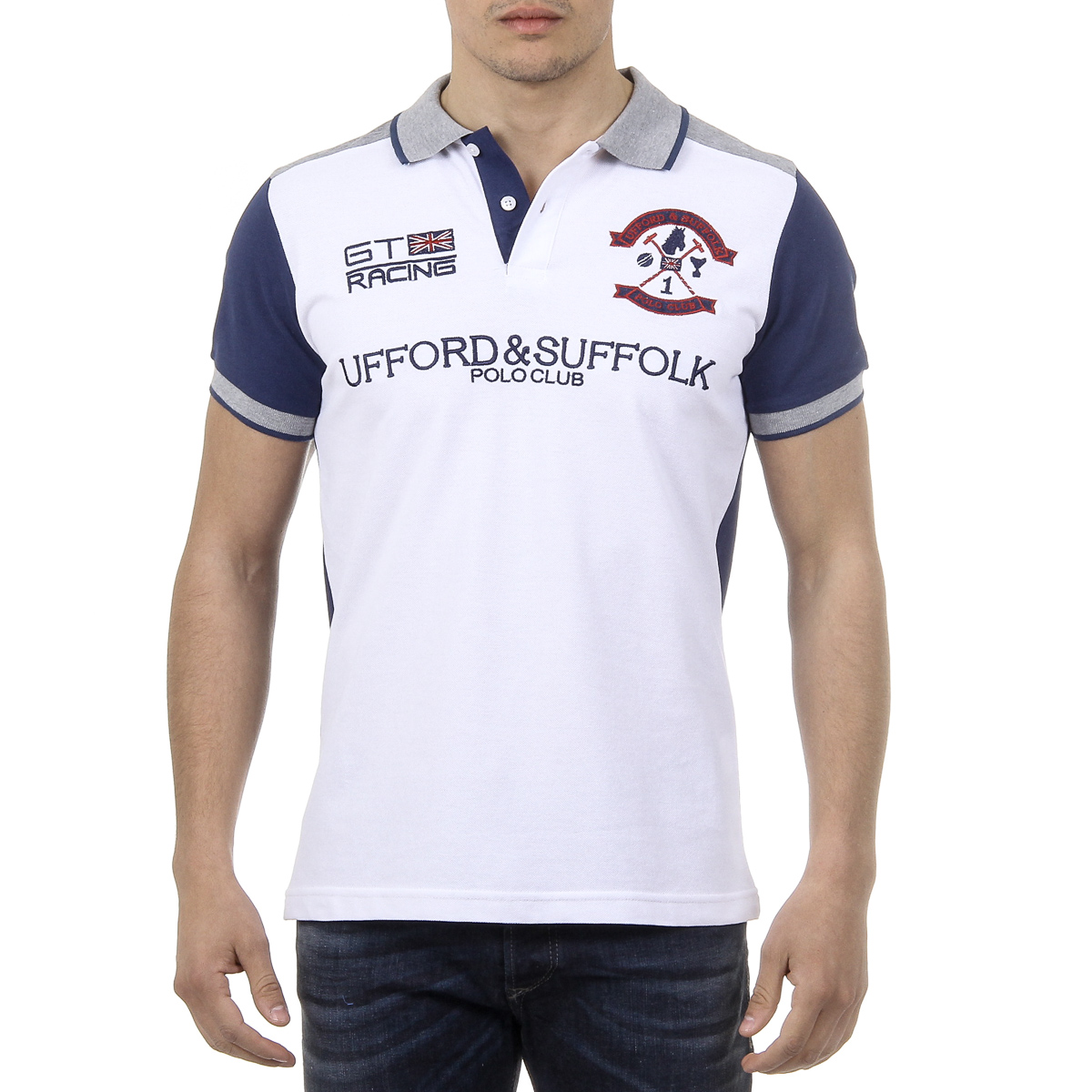 Polo da uomo a maniche corte Ufford & Suffolk Polo Club US001 BIANCO