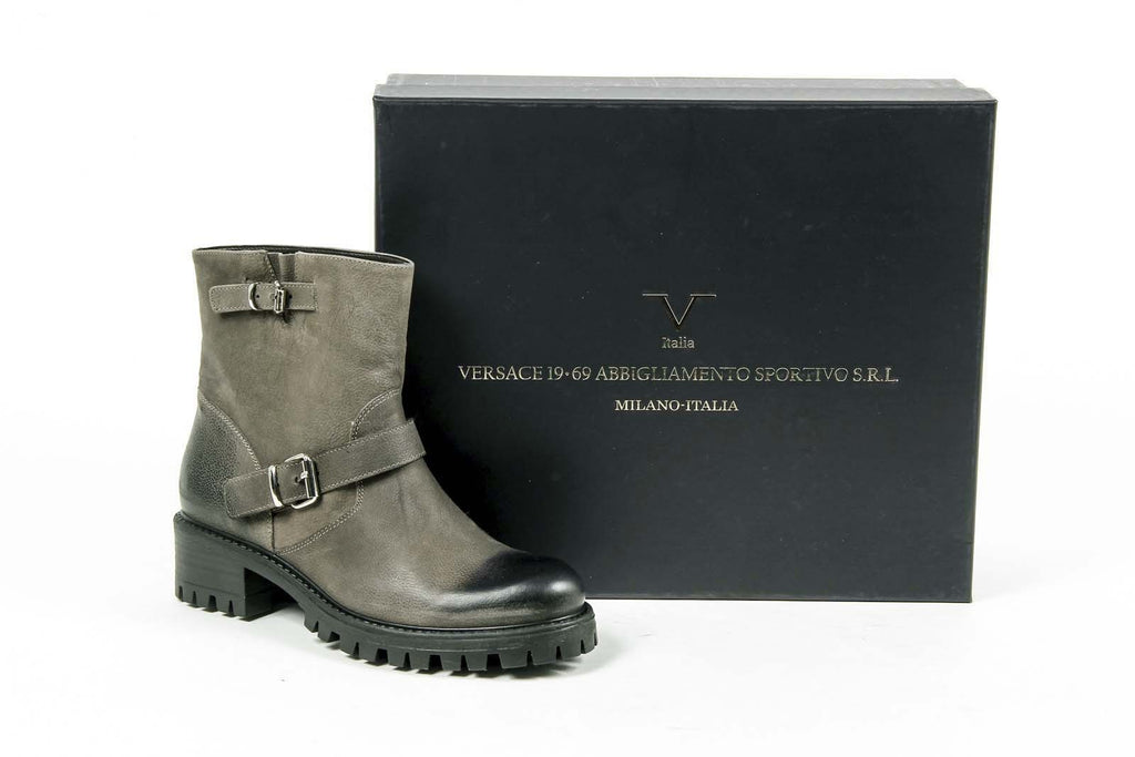 Stivale corto da donna V 1969 Italia B1441 NABUK VERDE MILITARE