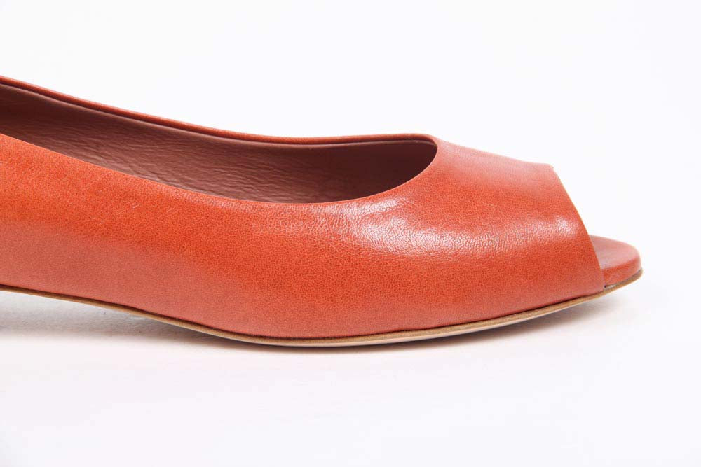 V 1969 Italia Ballerina da donna con tacco e punta aperta 5480-STEFY PE ELIOS15AR CAPRETTO ARANCIO
